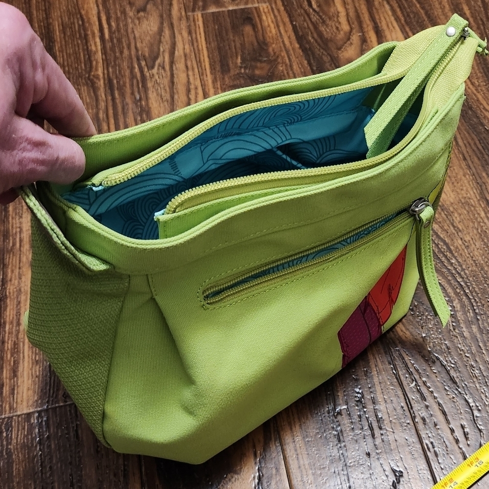 NWOT Haiku Crossbody Red Green Feathers Purse Bag - Picture 12 of 15